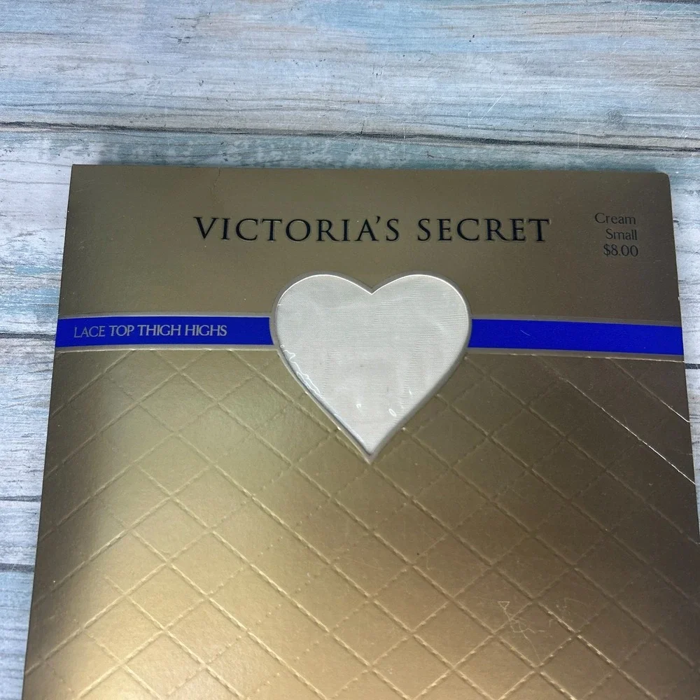 Victorias Secret Lace Top Thigh Highs CREAM‎ Nylon Hosiery Small USA Mob Vintage